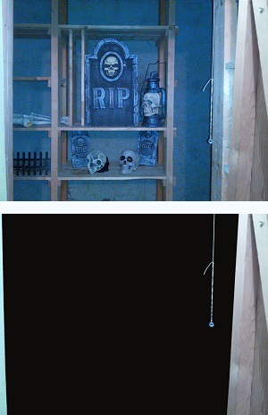 [Before and after doctoring the unlit closeup of the crypt door.]