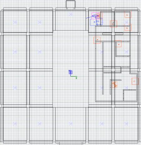 [Blueprints as a screenshot from the level building application.  Much clutter.]