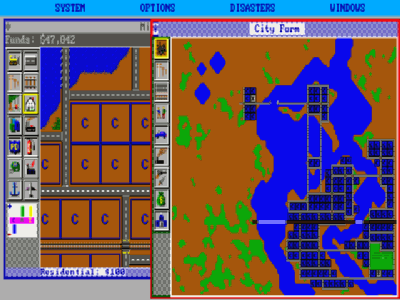 [A rough city map made with SimCity.]