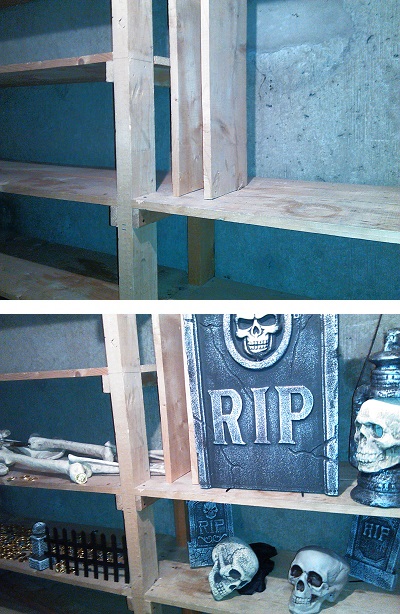 [Before and after decorating the crypt.]